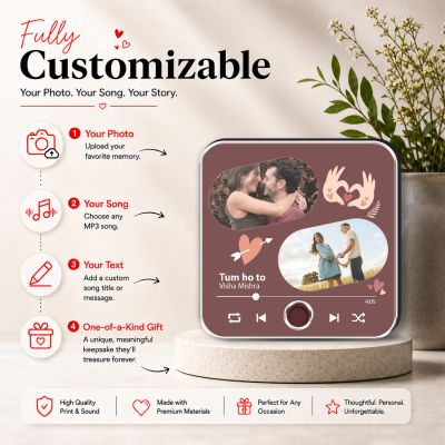 Personalized Song Plaque with Your Photo Musical Fridge Magnet USB-C Rechargeable Unique Anniversary & Birthday Gift for Couples, Boyfriend or Girlfriend